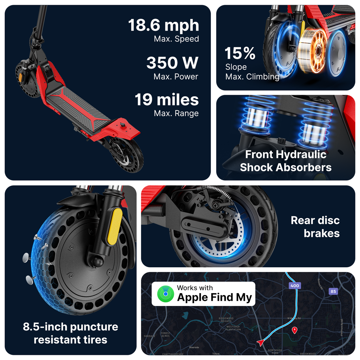 Aolorozo D03 City Electric Scooter with Front Suspension